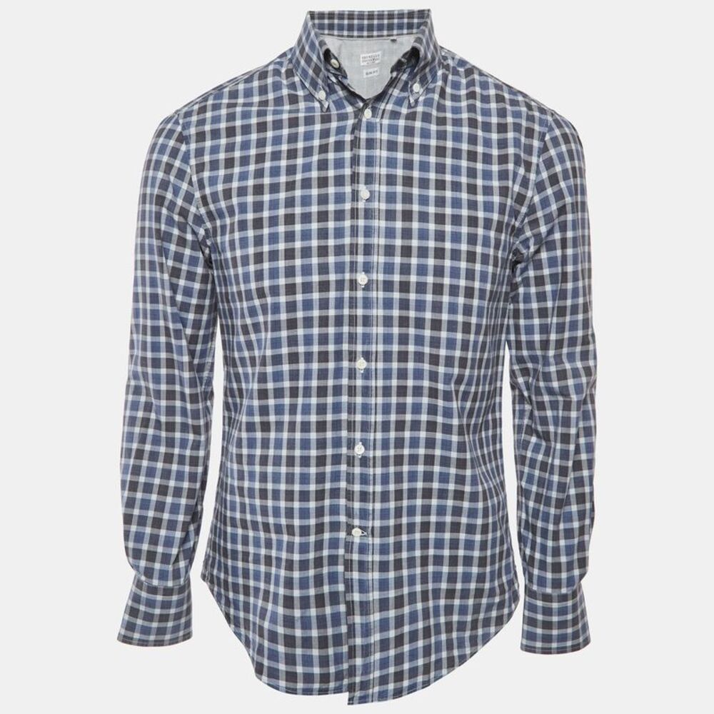 Brunello Cucinelli Blue Check Cotton Shirt M
